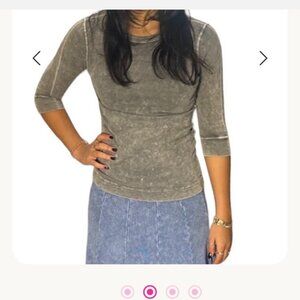 womans hard tail grey stone wash denim tee shirt